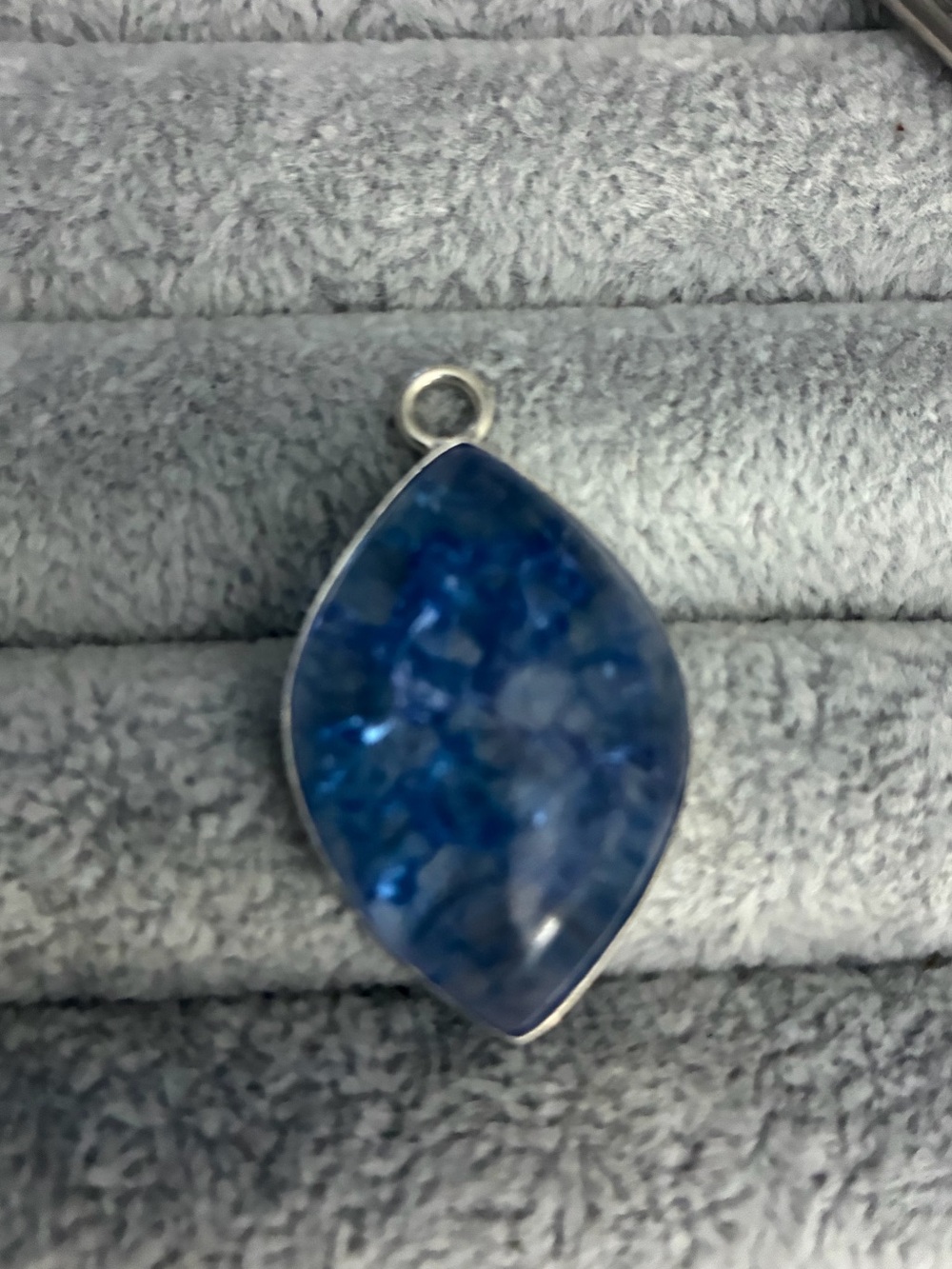 S925 Blue Marquise Glass Pendant Necklace